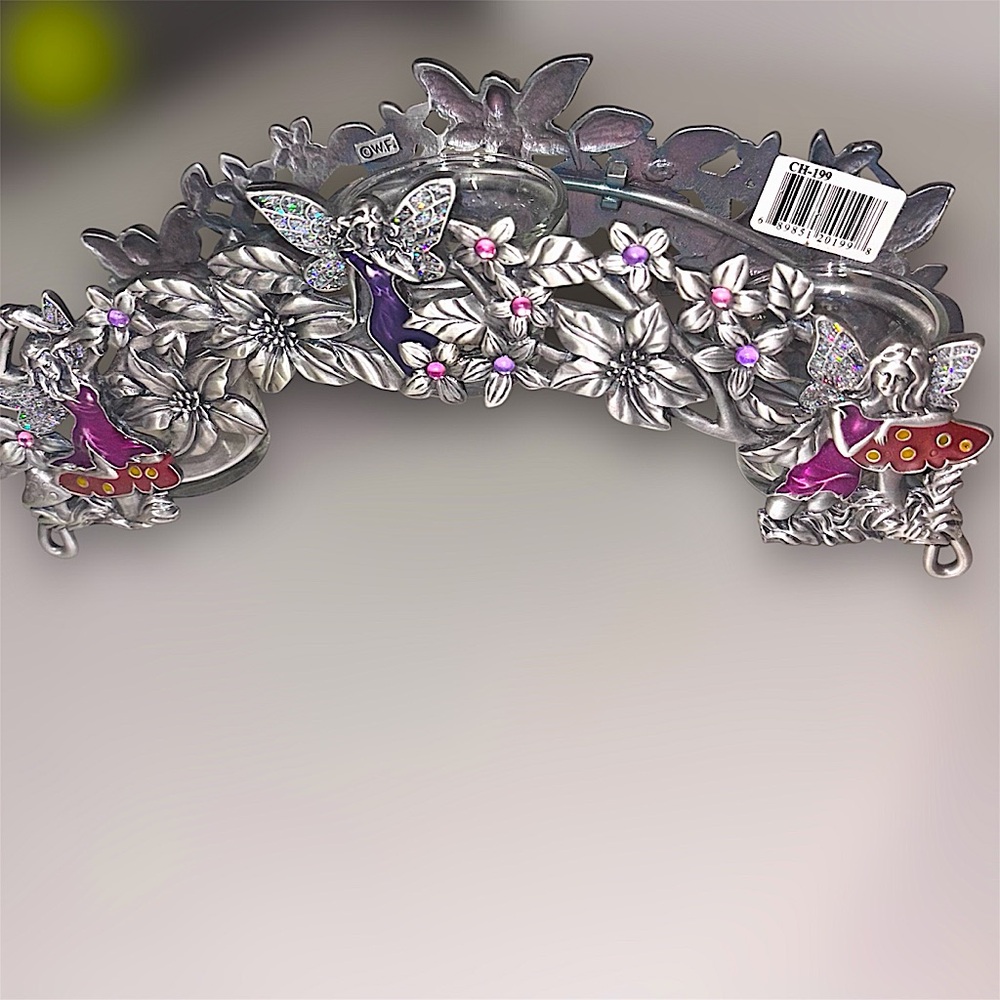 Reserved for Crystal Vintage 90’s Bejeweled, Pewter, Fairy Candle Holder. - Picture 2 of 10